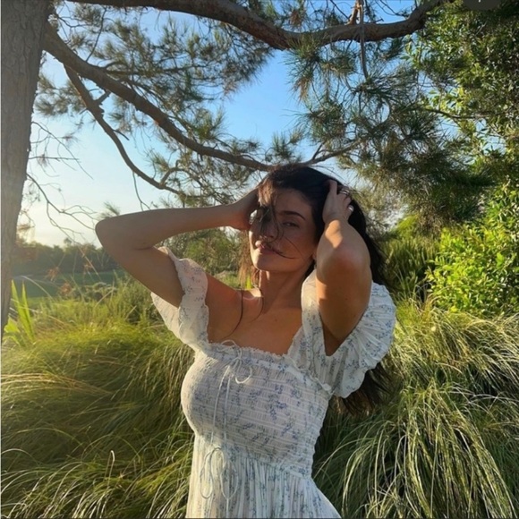 Doen Stanza Cotton Voile Smocked Short Puff Sleeve Maxi Dress Songbird Toile - Picture 8 of 15